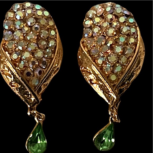 Gorgeous Aurora Borealis Earrings Hollywood Regency Glam
